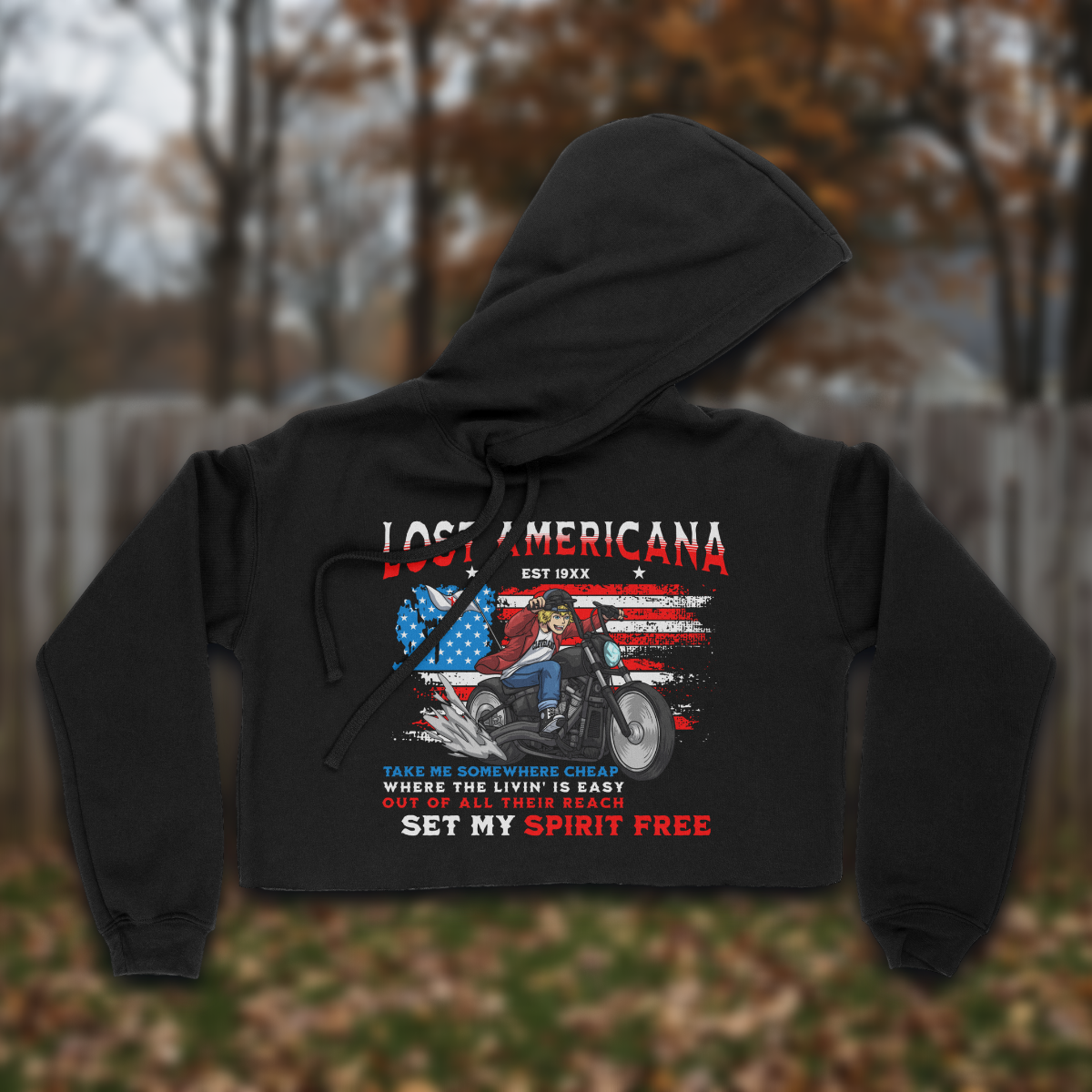Lost Americana Flag Women's Cropped Fleece Hoodie