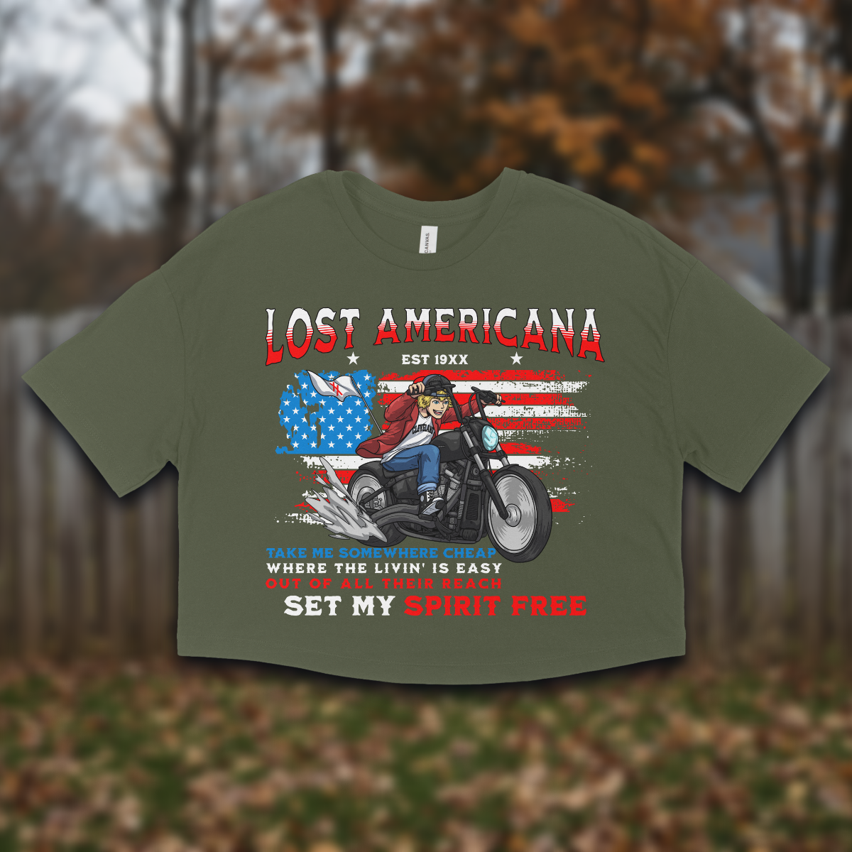 Lost Americana Flag Women's Jersey Cropped T-shirt