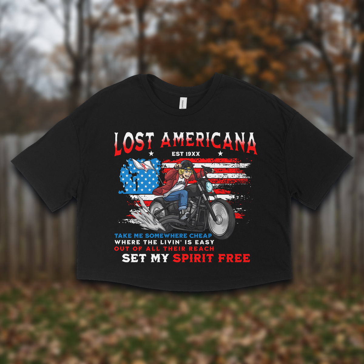 Lost Americana Flag Women's Jersey Cropped T-shirt