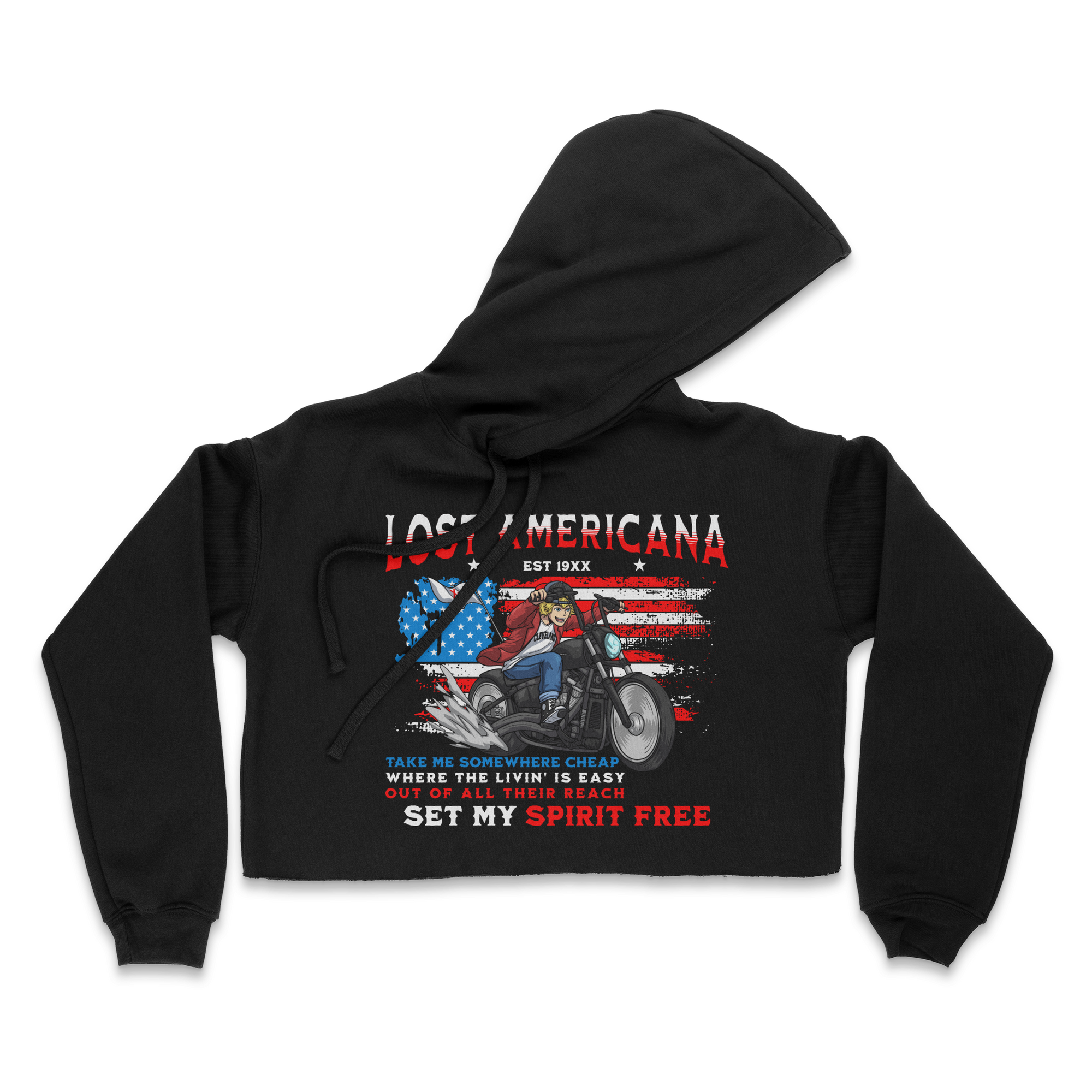 Lost Americana Flag Women's Cropped Fleece Hoodie